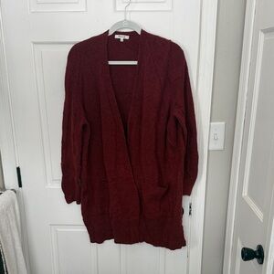 Madewell Maroon Open Front Cardigan